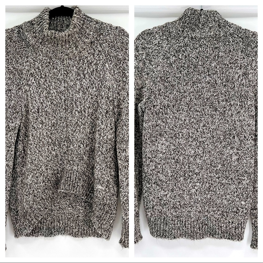 a.n.a Womens Sweater Gray Pullover Long Sleeve Knit Turtleneck Hi-Low Hem Size S